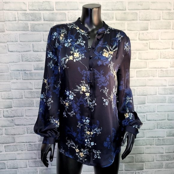 EQUIPMENT Womens M Cornelia Floral Print Silky‎ Polyester Blouse Eclipse Floral - Picture 2 of 9